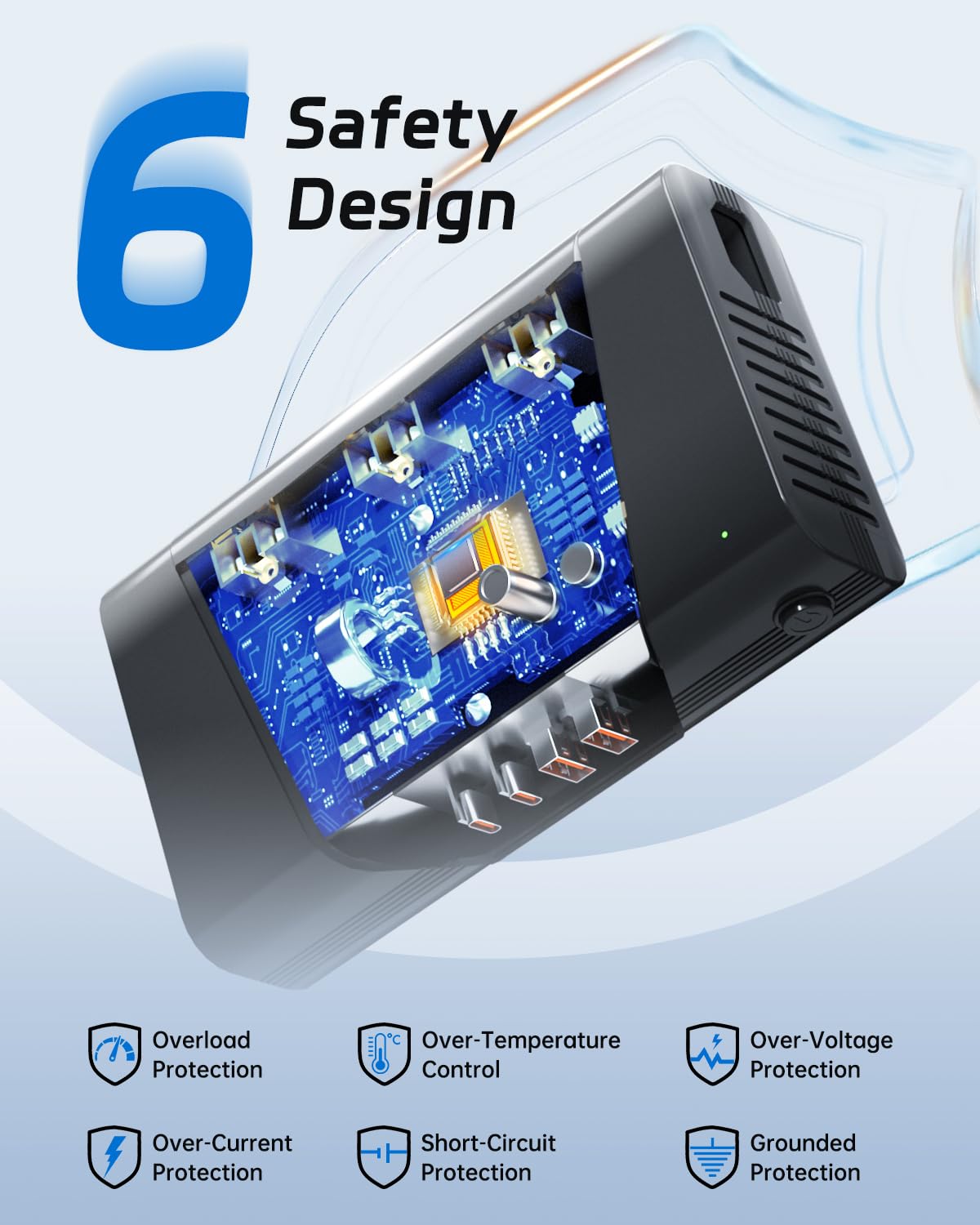 DOACE cooling vents and fan detail showing thermal protection benefit