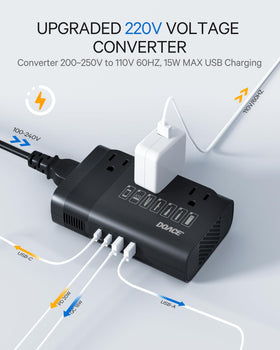 DOACE connected to an EU power cord for easy use in European outlets