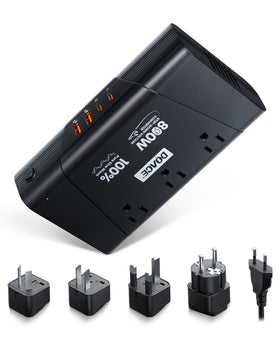 DOACE front view showing AC outlets and USB ports for versatile charging benefit