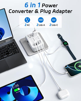 DOACE plug heads array showing UK EU US AU compatibility for travel