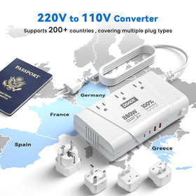 DOACE 800W adapter highlights pure sine wave output for delicate electronics