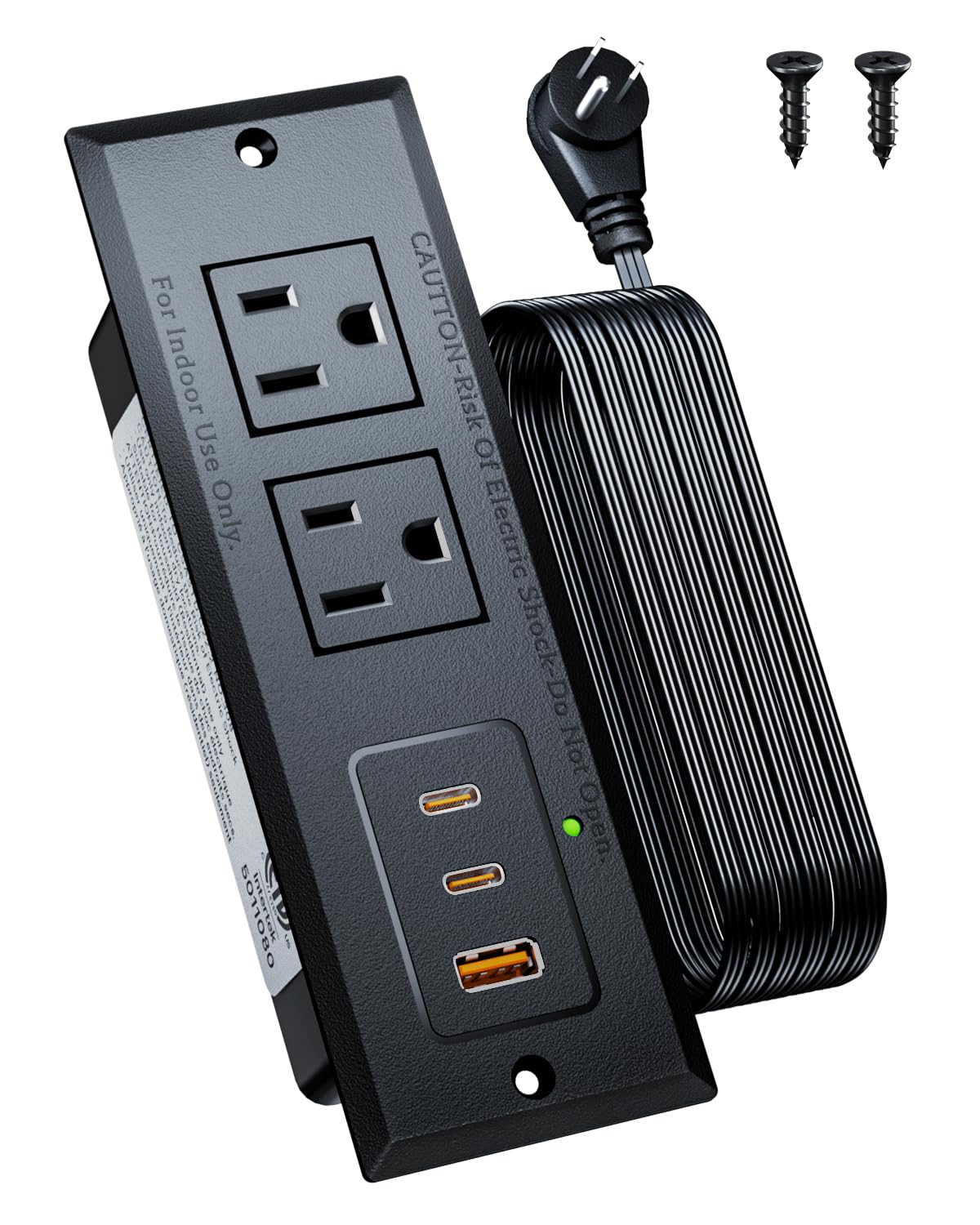 DOACE recessed outlet with compact design for clutter-free desks.