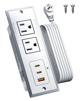 DOACE recessed power strip front view for a clean desk