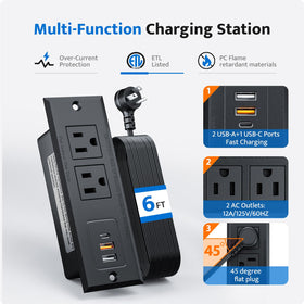 DOACE six-foot flat plug extension cord keeps cables neat