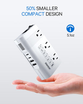 DOACE beside a smartphone to show compact travel size and portability
