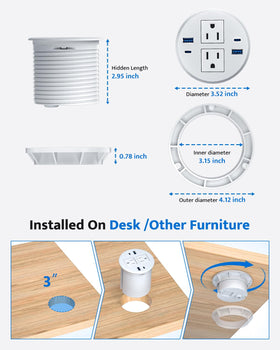 DOACE under-desk charging station powers multiple devices during work.