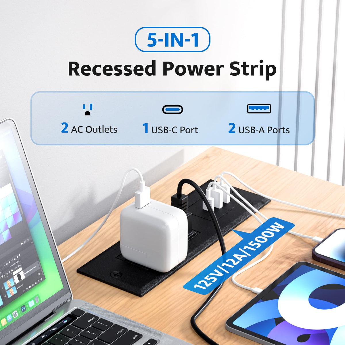 DOACE USB-C port close-up enables quick desk charging