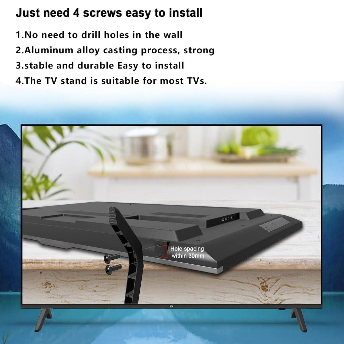 DOBOLAN base legs designed for select TCL Roku TVs to reduce leg wobble.