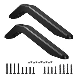 DOBOLAN metal base stand assembly view highlights sturdy construction for TV stability.