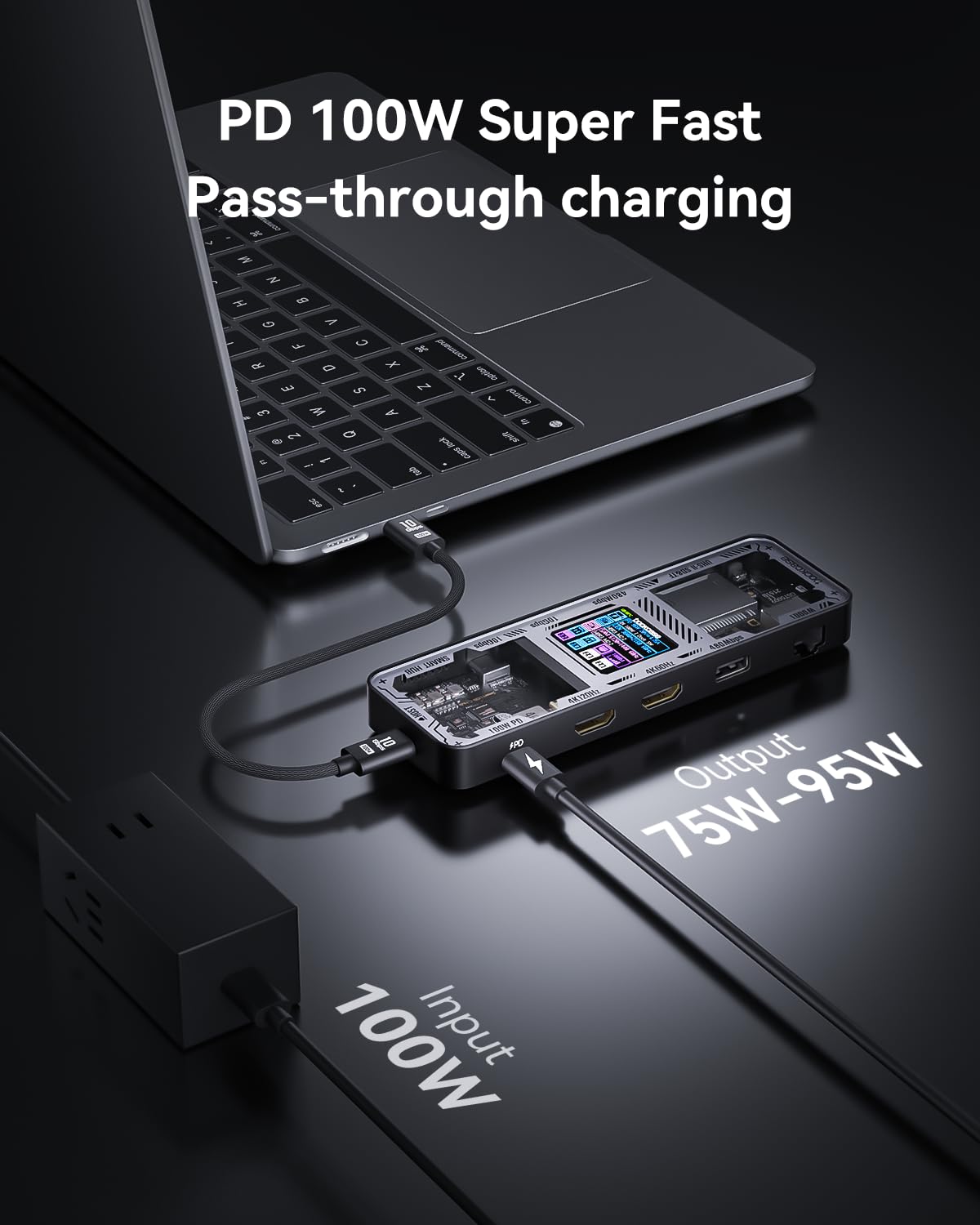 DockCase Explorer Edition 100W PD port keeps laptops charged