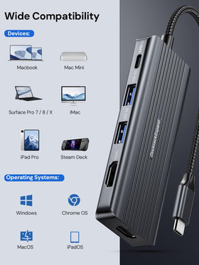 DockteckExpand compact hub neatly fits on a crowded desk for productivity