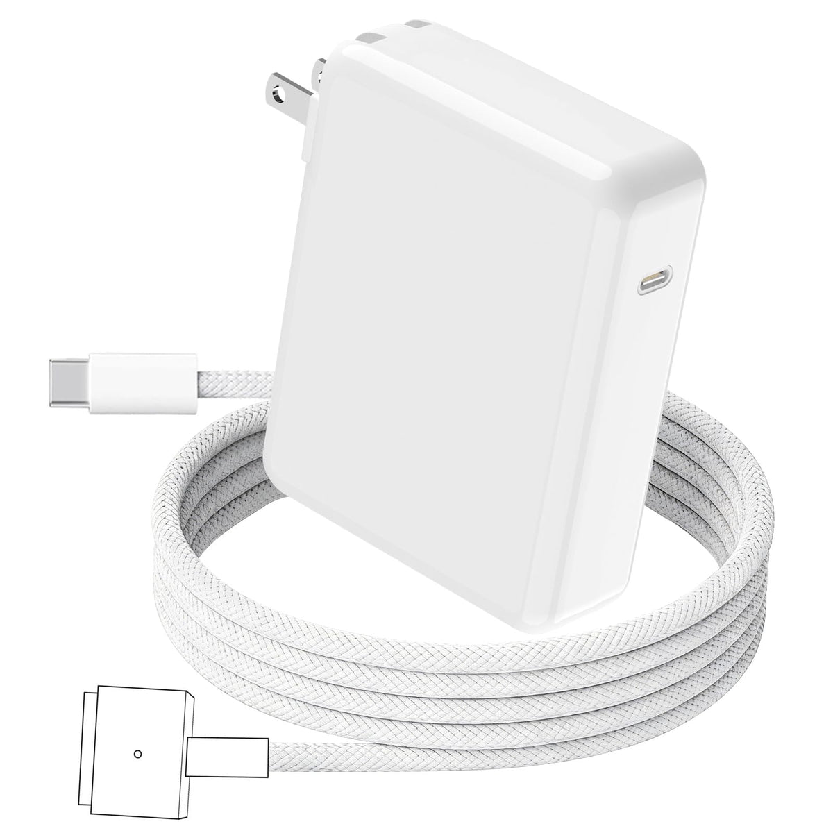 DODAUG 140W charger for MacBook Pro front view showing compact design and ports for fast charging