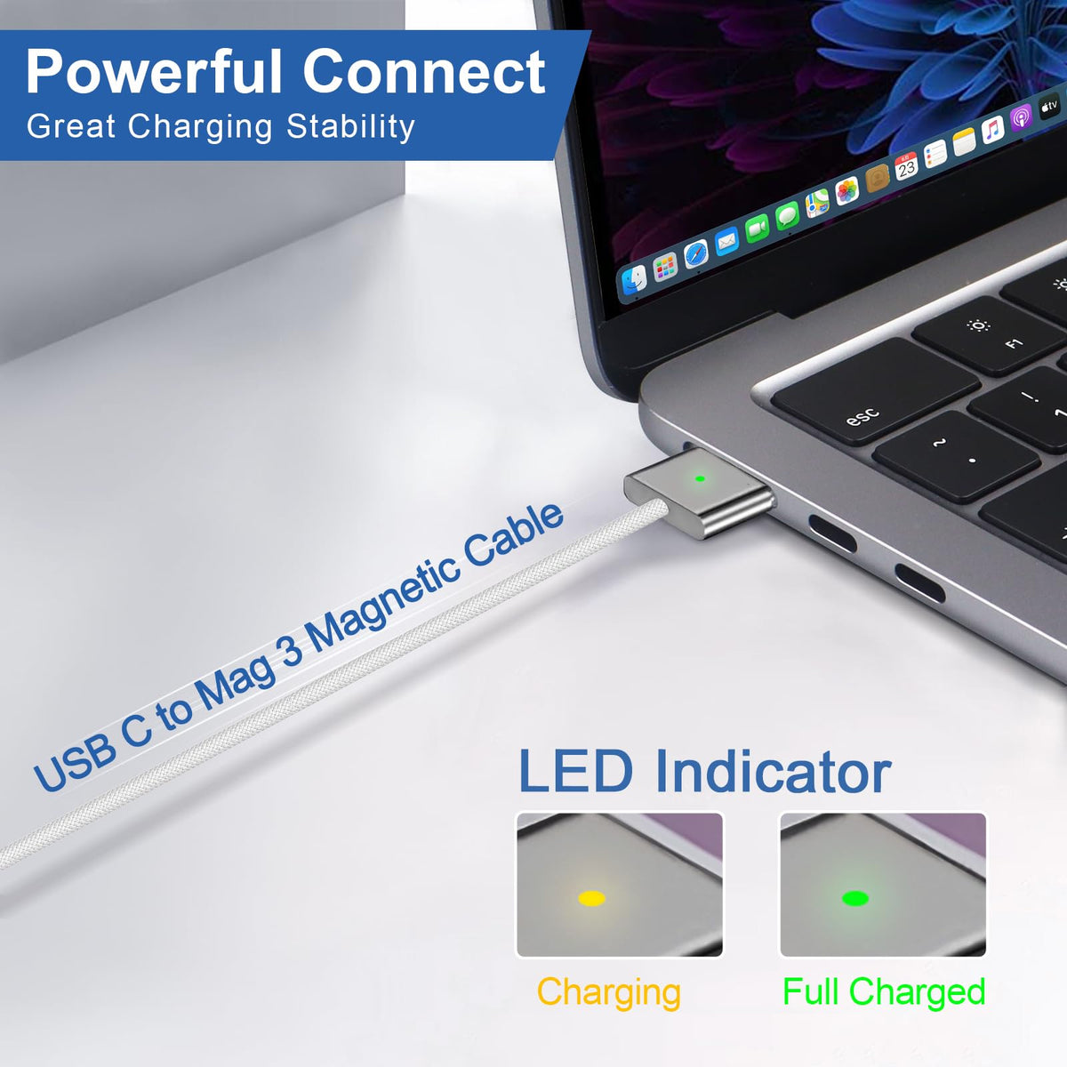 Braided DODAUG Magnetic 3 cable coiled for durability and neat storage