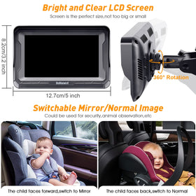 DoHonest installed in back seat with full view of rear-facing infant for peace of mind