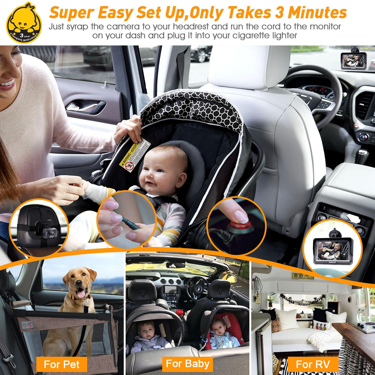 DoHonest monitor display on shows clear HD image for safer driving