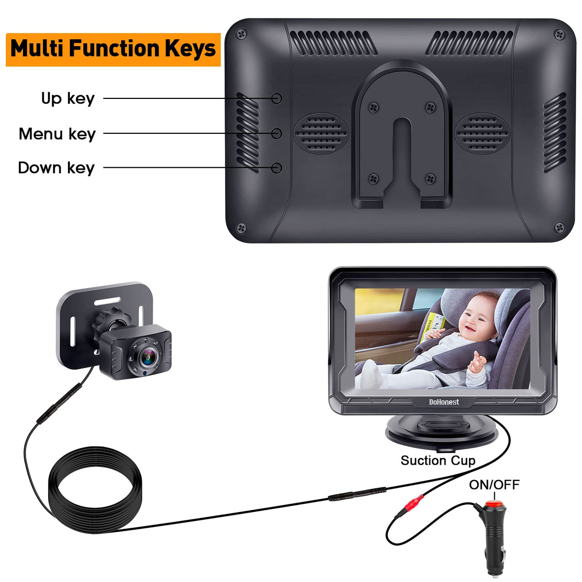 DoHonest suction mount detail showing secure attachment for stable in-car placement