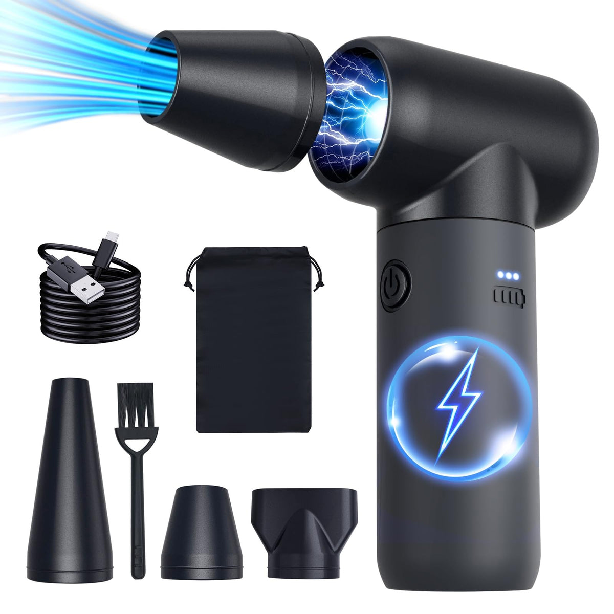 Dolequ air duster with high-speed motor clears dust quickly on electronics