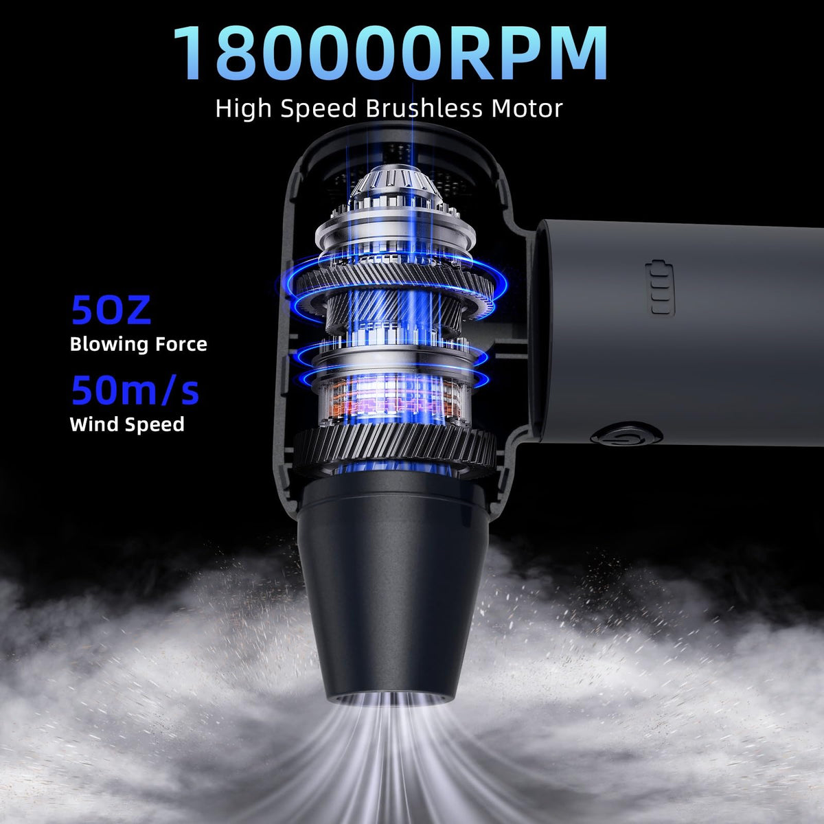 Dolequ jet blower at 180000rpm delivers powerful wind for cars and keyboards
