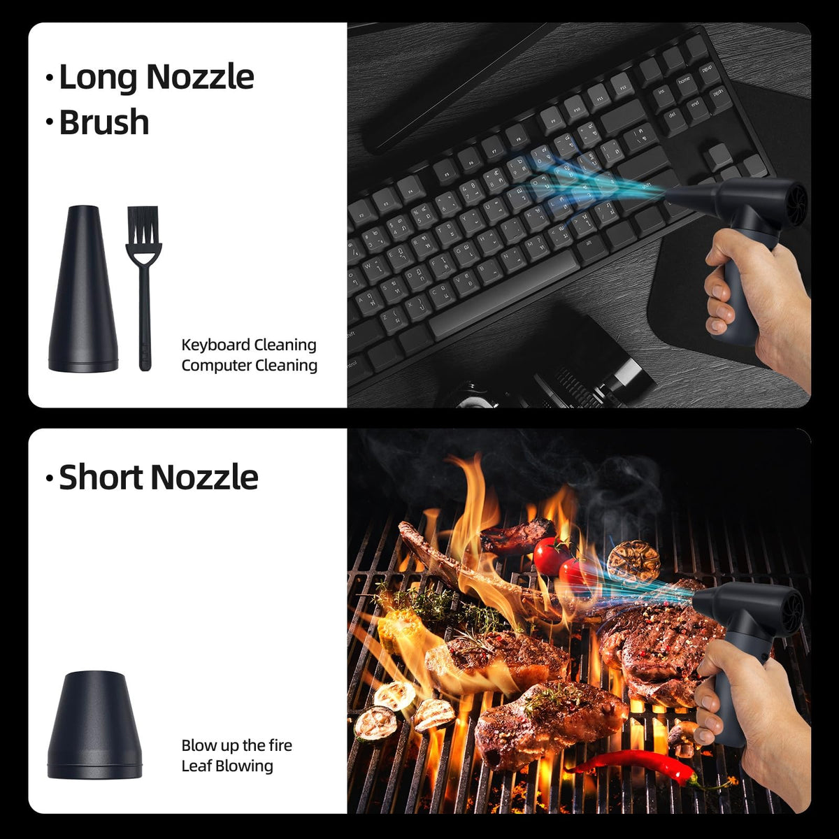 Dolequ three replaceable nozzles for tight gaps and wide surfaces