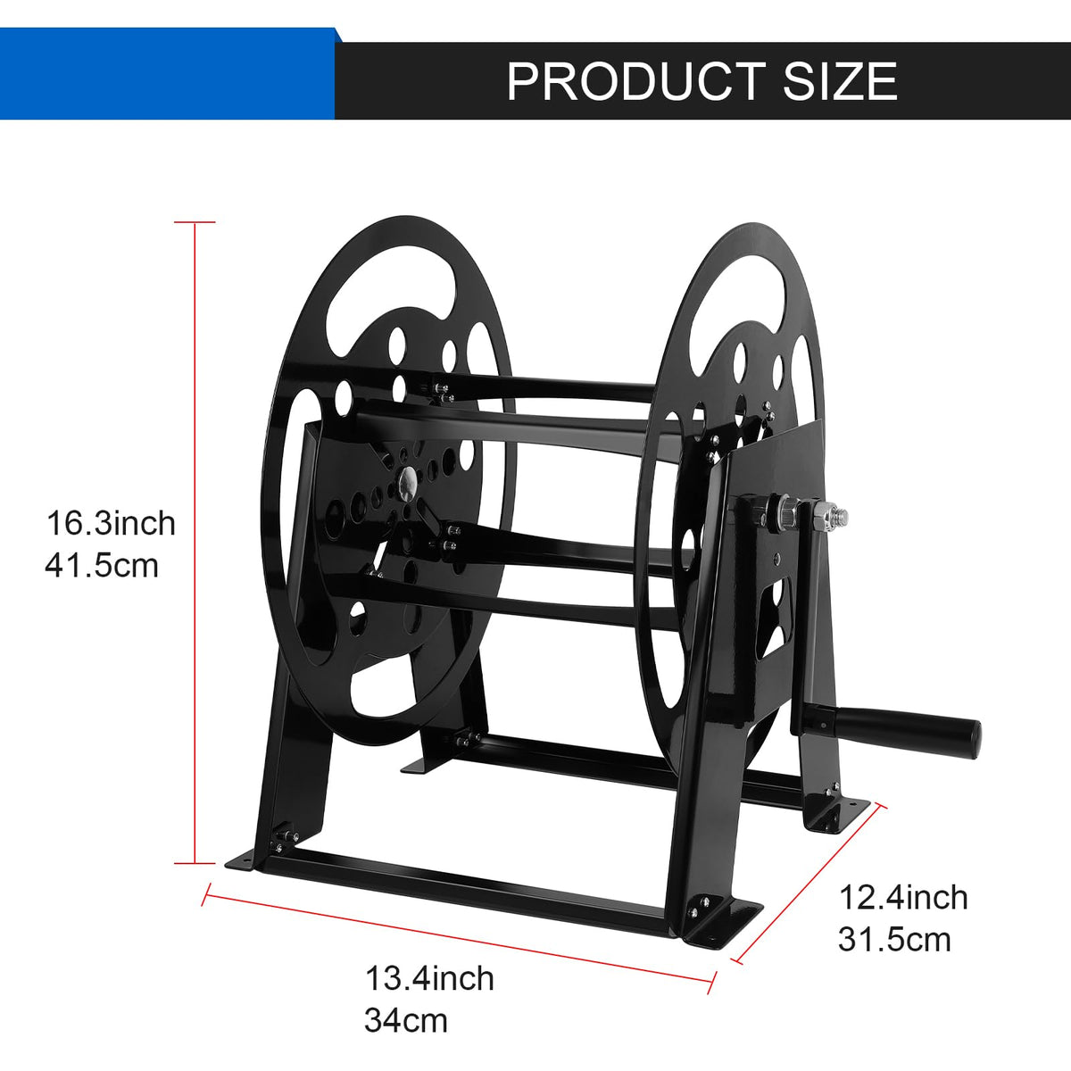 Dollate metal reel frame with anti-rust coating resists corrosion outdoors.