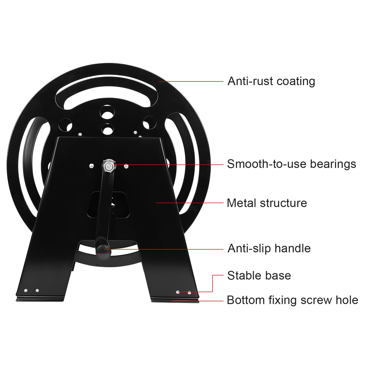 Dollate RV cord reel stand with stable pedestal and mounting holes.