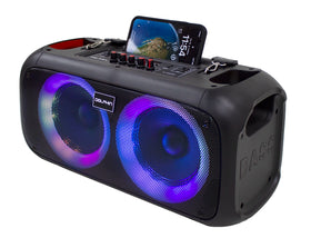 Dolphin boombox front view showing speakers and controls for powerful sound