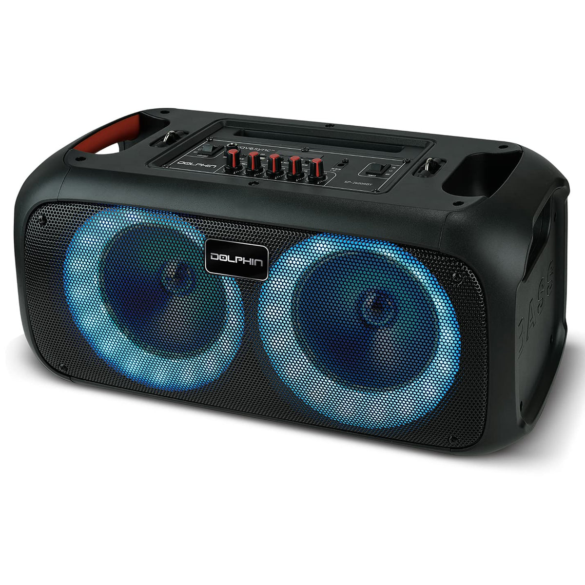 Dolphin boombox tweeter detail that offers clear highs and vocals