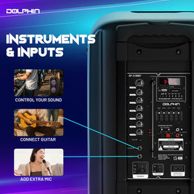 Dolphin portable speaker with long-lasting battery for outdoor gatherings.