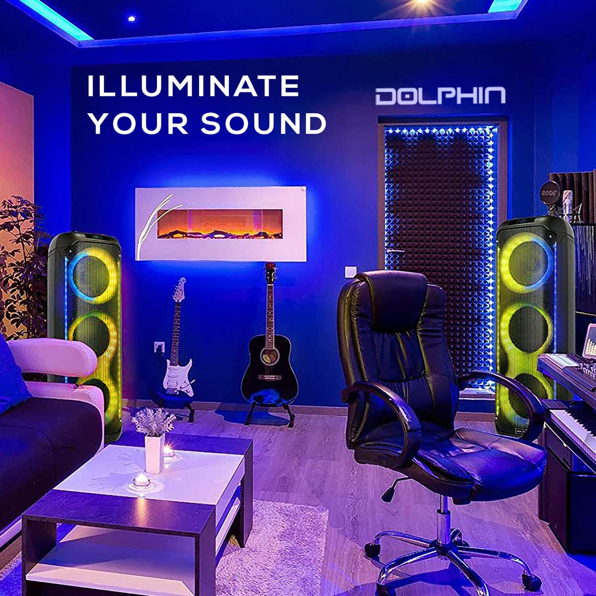 Dolphin KaraokeBox 380 has a built-in handle and wheels for easy transport.