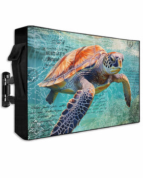 DOME-SPACE front view of sea turtle TV cover showing full protection benefit