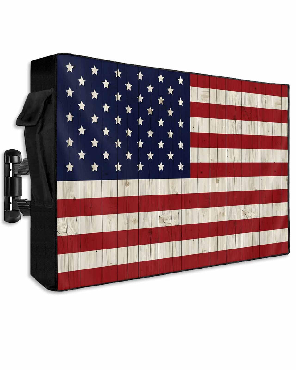 DOME-SPACE front view American flag cover protects TV outdoors