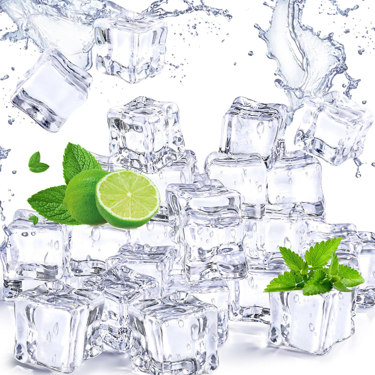 DomeStar front packaging showing 100 clear acrylic ice cubes for easy styling