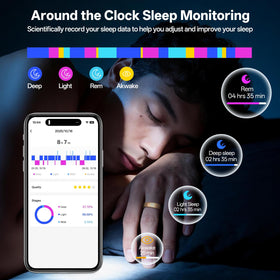 Domhong smart ring sleep-tracking view illustrating nightly monitoring