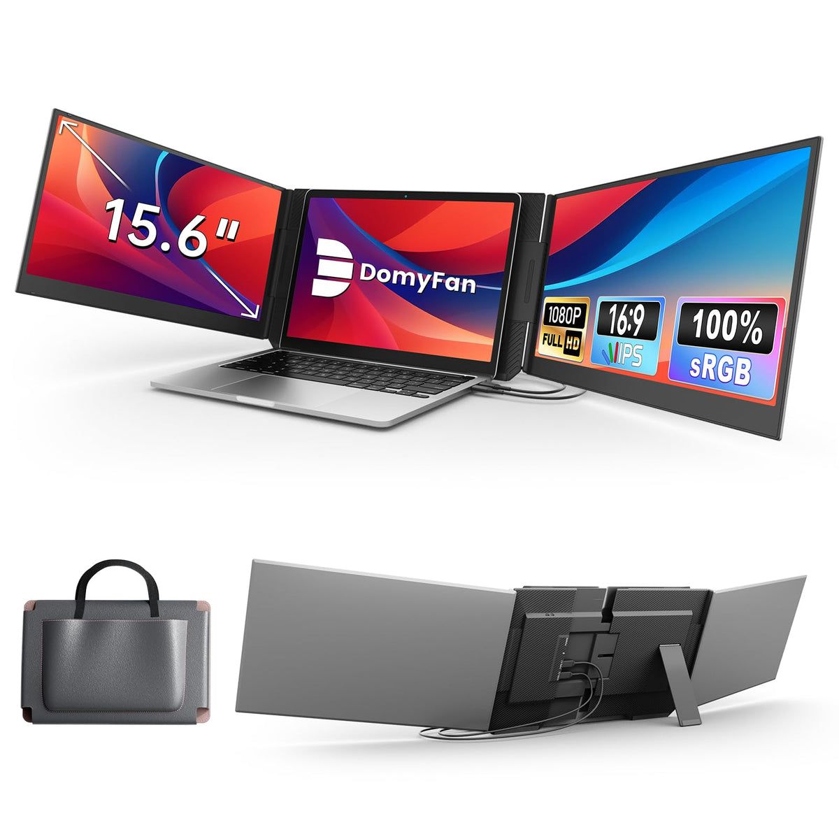 domyfan 15.6-inch screen extender, front view, portable productivity