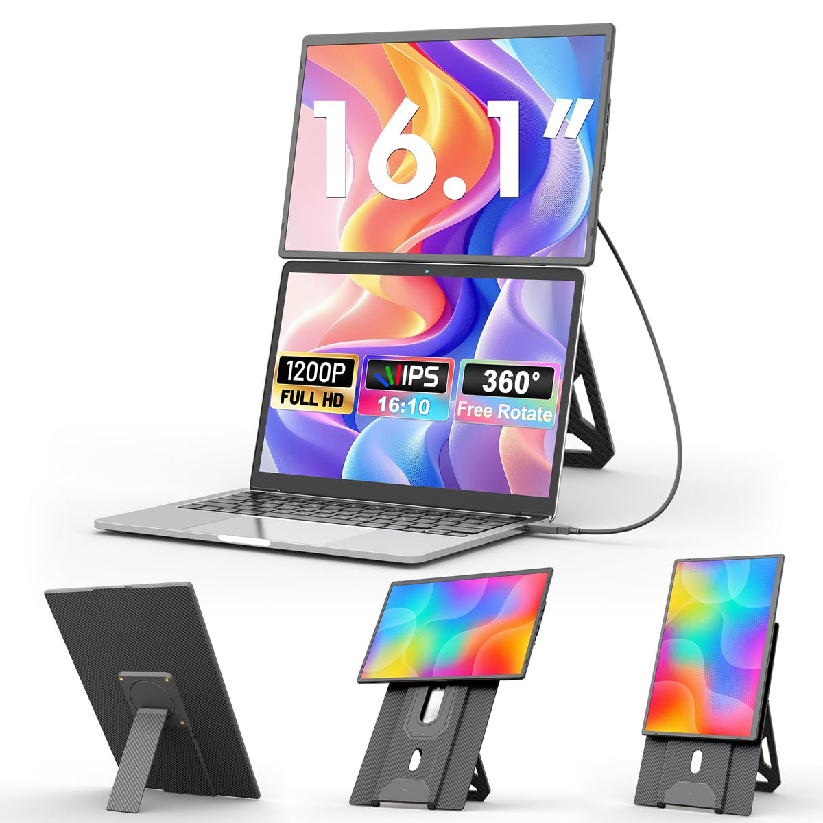 Domyfan 16.1 inch laptop screen extender expands your workspace with clearer visuals.