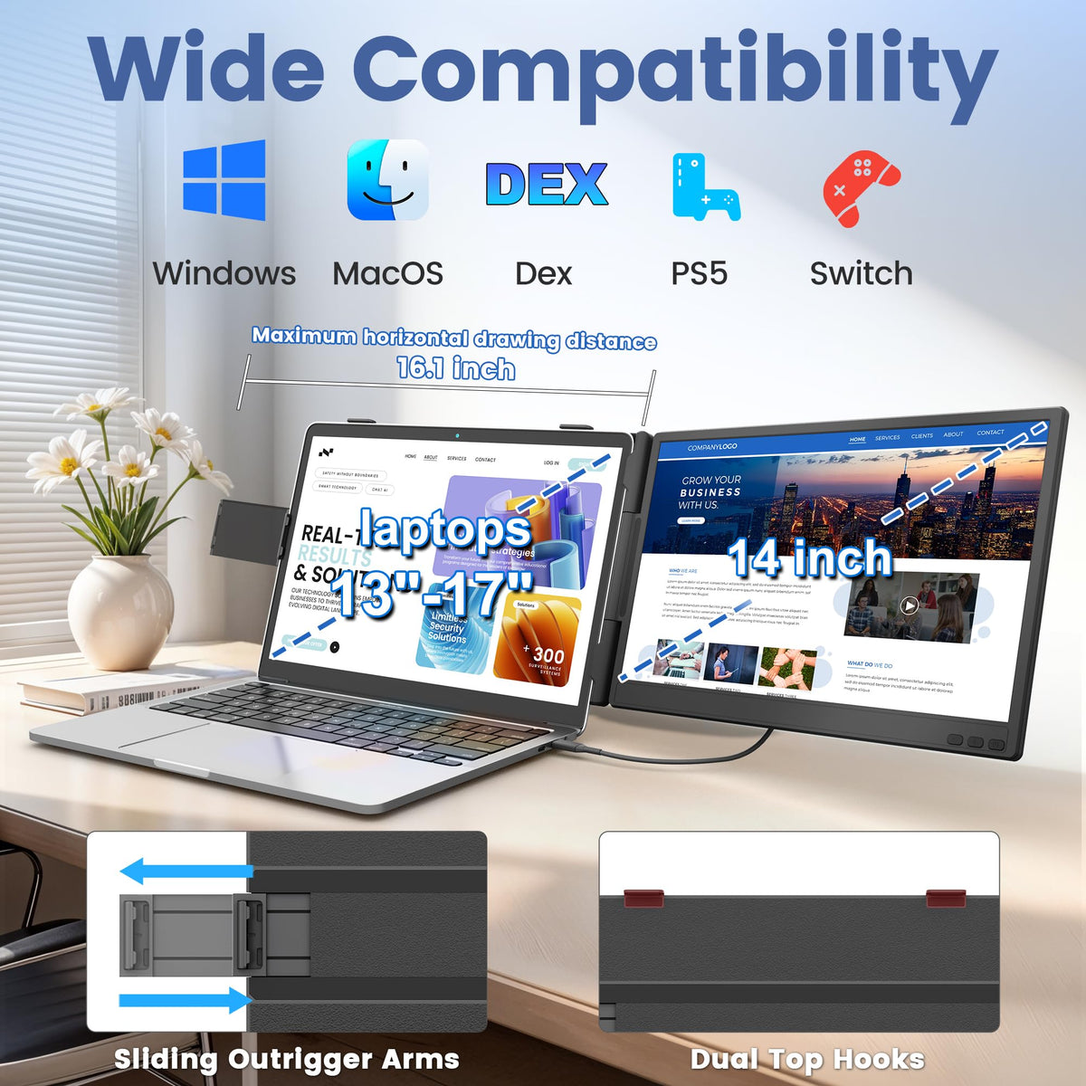 Domyfan 180-degree viewing angle offering flexible positioning for comfortable co-viewing.