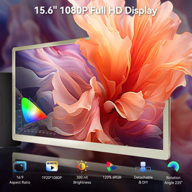 Domyfan dual-display stand with magnetic cover enabling tidy workstation arrangement