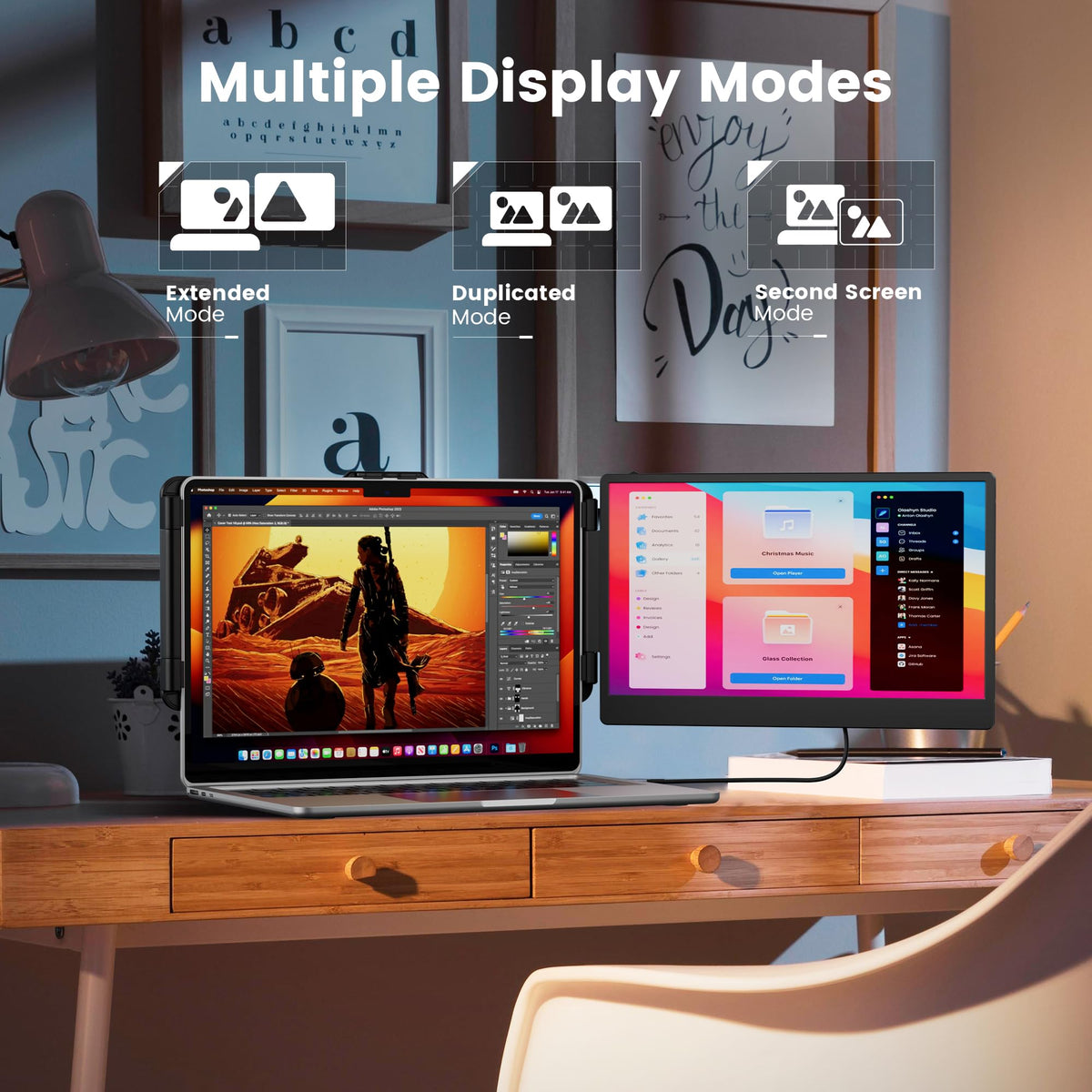 domyfan extended-duplicated-second-screen-demo illustrates three modes for multitasking