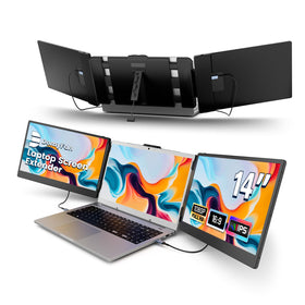 domyfan 14in laptop screen extender front view, slim and portable for multitasking