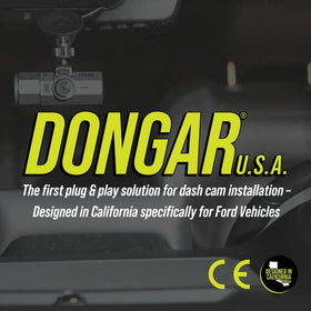 Dongar lifestyle shot in F-150 showing tidy dash cam power integration