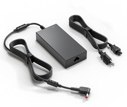 Dongerdi 180W charger front view with red tip for gaming laptops