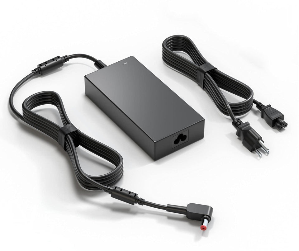 Dongerdi 180W charger front view with red tip for gaming laptops