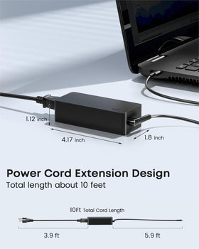Dongerdi 65W USB-C charger 10ft cord, flexible setup anywhere