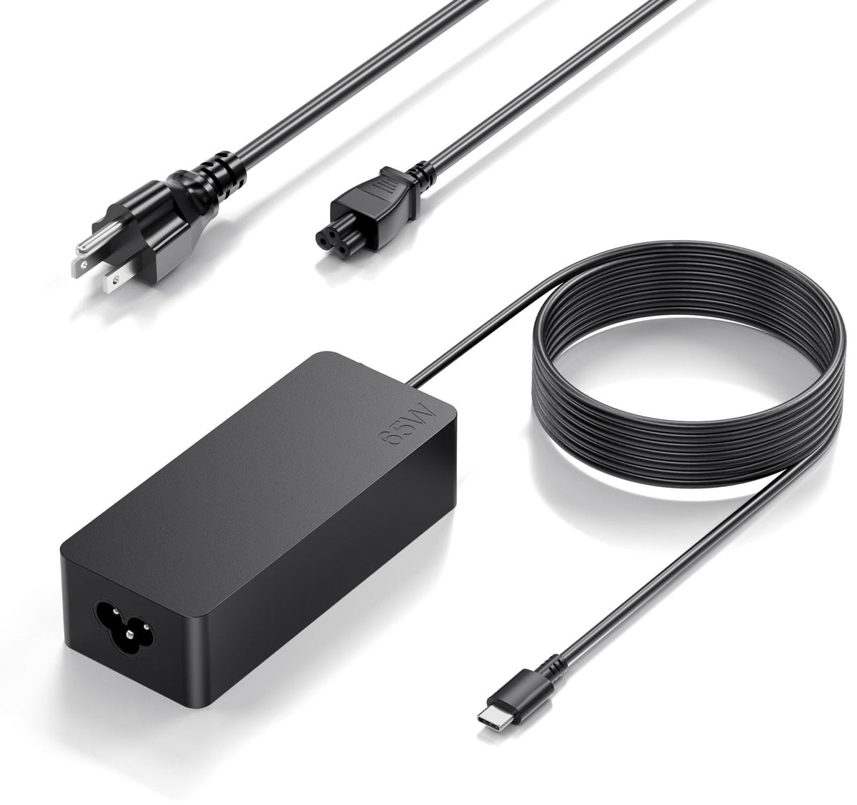Dongerdi 65W USB-C charger front view, compact design for easy travel