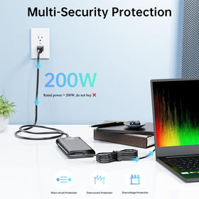 DONGERDI charger with AC cable laid out for travel-ready convenience