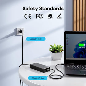 DONGERDI charger cable laid out to show DC and AC cord lengths for flexible setup