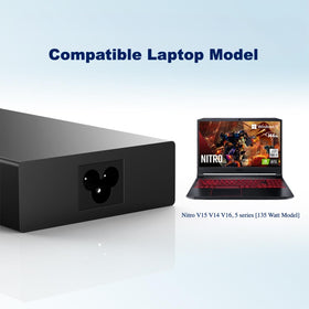 DONGERDI charger in use on desk powering Acer Nitro, steady performance during gaming
