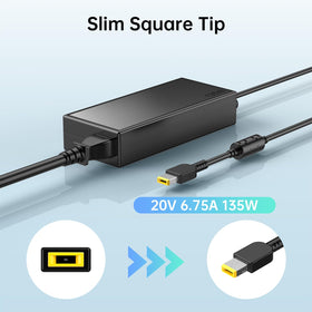 Dongerdi 135W charger shown with ThinkPad X1 Extreme compatibility for reliable charging.