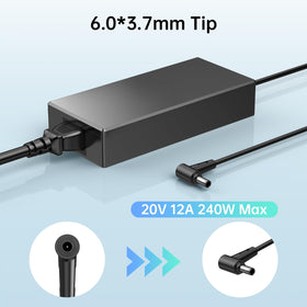 DONGERDI close-up of 6.0x3.7mm DC plug showing precise fit and secure connection