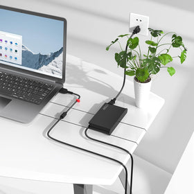 DONGERDI adapter label and specs highlighting safety features and ratings